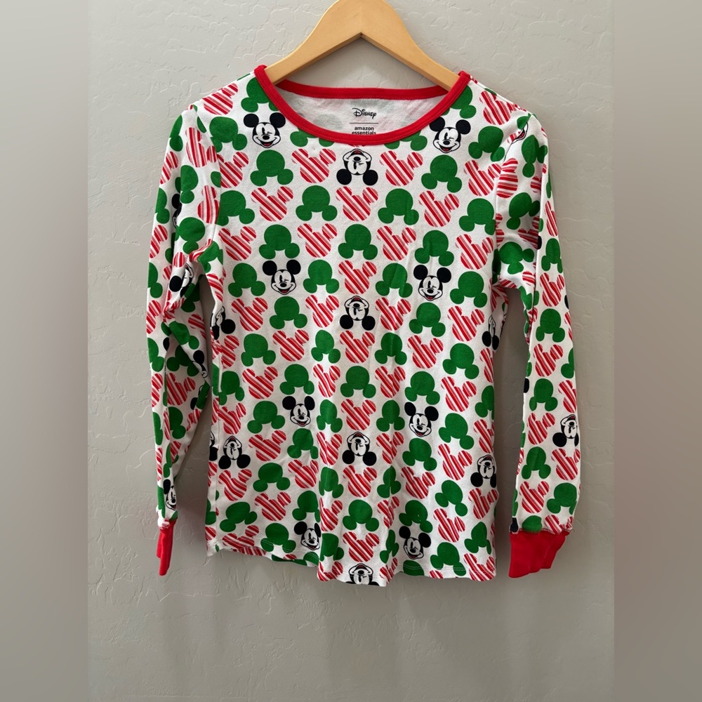 Disney - Amazon Essential- Red and Green Mickey Mouse Christmas Pajamas.